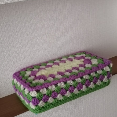 クロシェ編み グラニースクエア ティッシュケースカバー ボックス