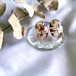 【特輯】玻璃橢圓古典金耳環 第7張的照片