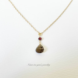 14kgf smokyquartz × garnet necklace 6枚目の画像