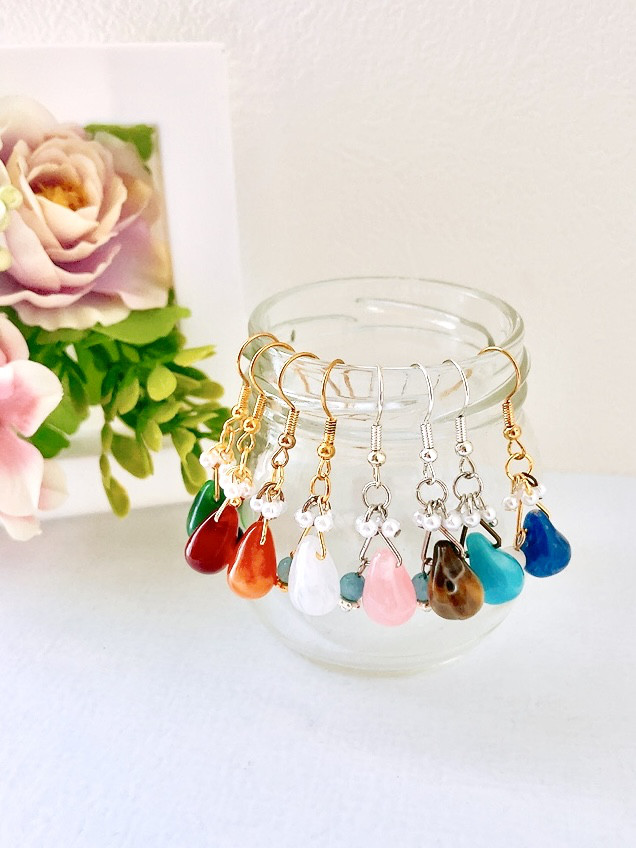 No.118◆天然石ピアス♡アクアマリン♡ラピスラズリ♡キラキラ蝶々