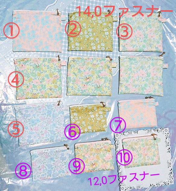 《1ｹ  おえらび》カードケース 14,0  12,0ファスナー「リバティプリント」ハンドメイド 1枚目の画像