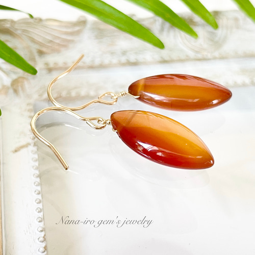 14kgf carnelian pierce ピアス（フック・チェーン） Nana-iro