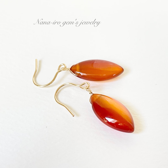 14kgf carnelian pierce ピアス（フック・チェーン） Nana-iro