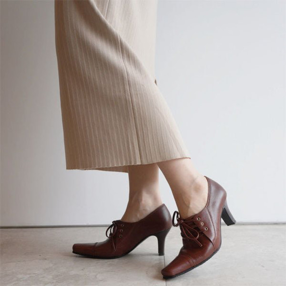 ★ zuccotto 暢銷繫帶淺口鞋 ★ 紅棕色 21.5 厘米、22.5 厘米限量版日本真皮 第1張的照片