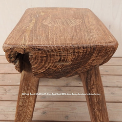 厚さ14cm!! オールドチーク無垢材 極厚一枚板スツール 57cm ベンチ テーブル アジアン家具 椅子 チーク材 18枚目の画像