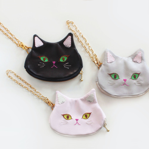 【本日発送】LONGCHAMP 猫の顔 レザー チャーム 本日発送】LONGCHAMP 猫の顔 レザー チャーム