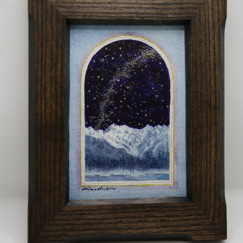 ポリス　原画 ポラリス(北極星)と穂高 インテリア上高地 北アルプス クリスマス 大正