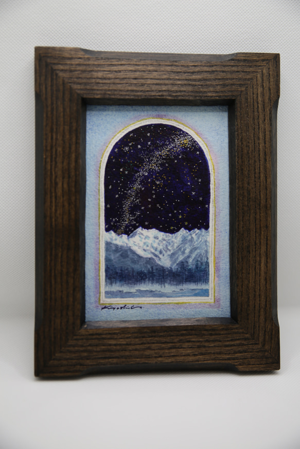 ポリス　原画 ポラリス(北極星)と穂高 インテリア上高地 北アルプス クリスマス 大正