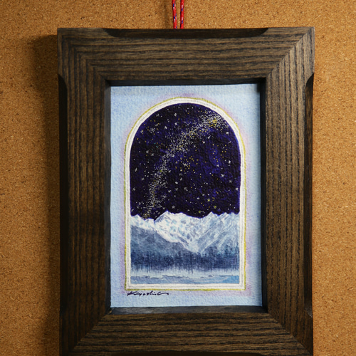 ポリス　原画 ポラリス(北極星)と穂高 インテリア上高地 北アルプス クリスマス 大正