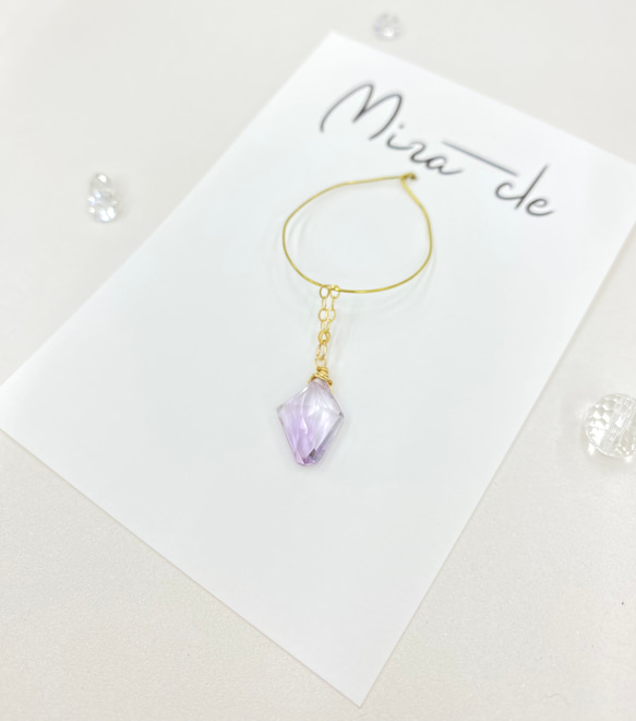 14kgf☆天然石【ローズアメジスト】ネックレスチャーム ～Mira-cle 