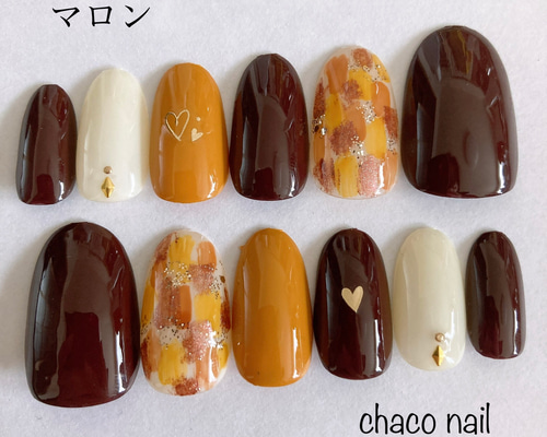 マスタードイエロー ネイルチップ ♡ 秋♡ マスタードイエローのシンプル ネイルチップ♡ ネイルチップ