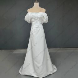 オフショルダー スレンダーライン ウェディングドレス 二次会 結婚式ドレス 520 2枚目の画像