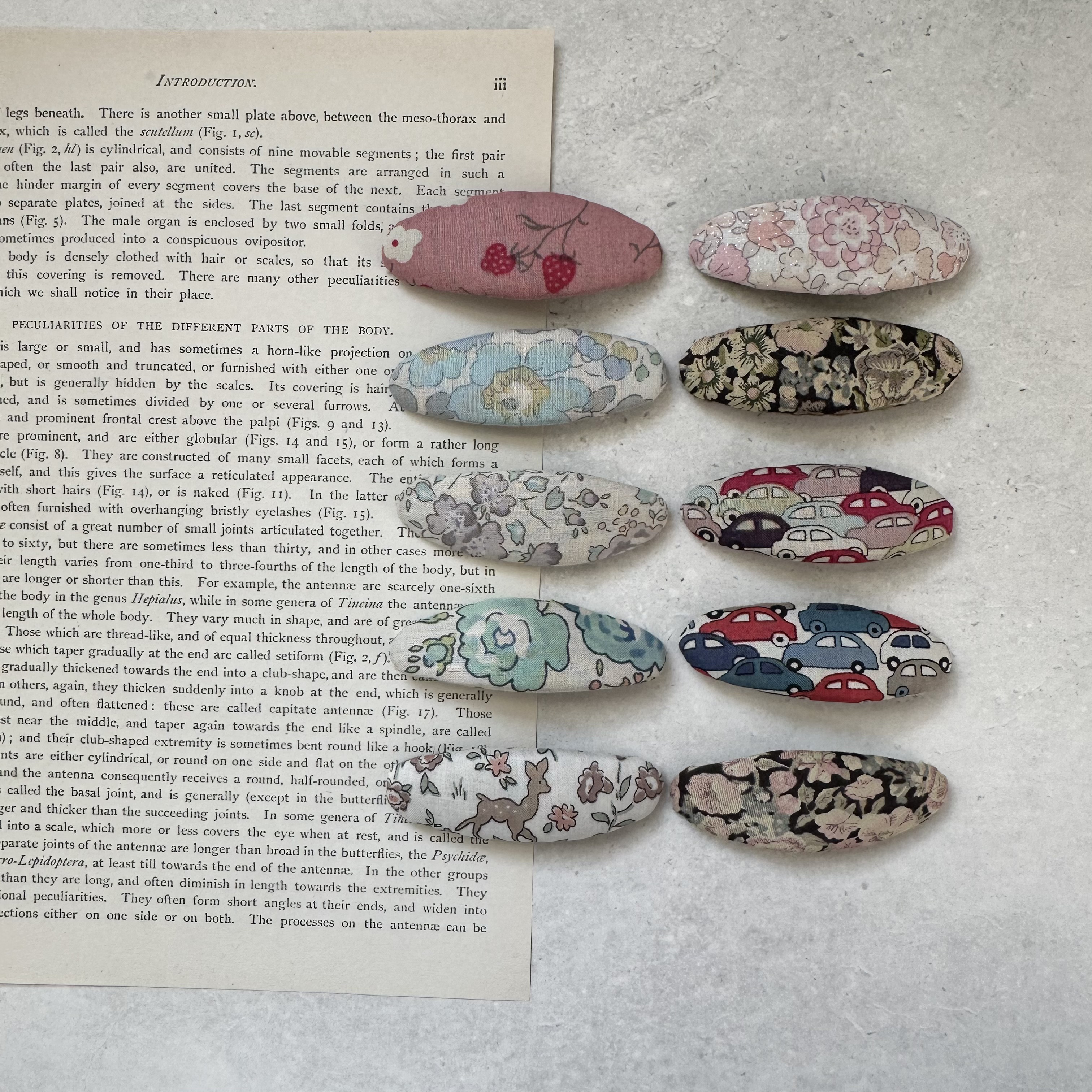 213】リバティプリント使用 ハンドメイド ハートパッチンピン ヘアピン