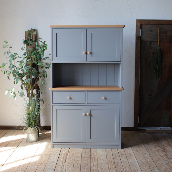 【東京インテリア】カップボード　食器棚　天板グレー 東京インテリア】カップボード 食器棚 天板グレー ダイニングボード