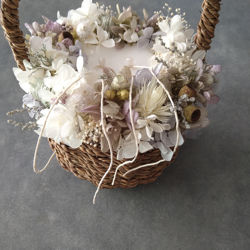 ベンツ&お花とリングピロー用かご付き＊結婚式リングガールリングボーイ