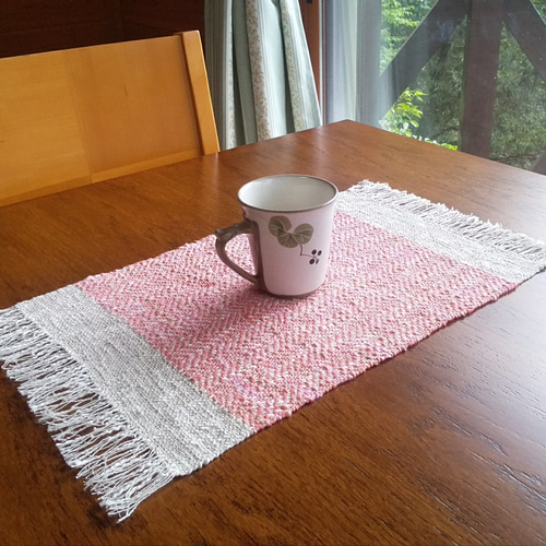 ニュアンスカラー　ピンク　ハンドメイド　ランチョンマット　ストライプ　40×60 ニュアンスカラー ピンク ハンドメイド ランチョンマット