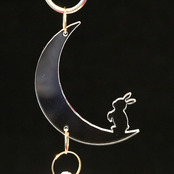 贈り物に最適　置き型サンキャッチャー　『 兎 の 月 見 』 6枚目の画像