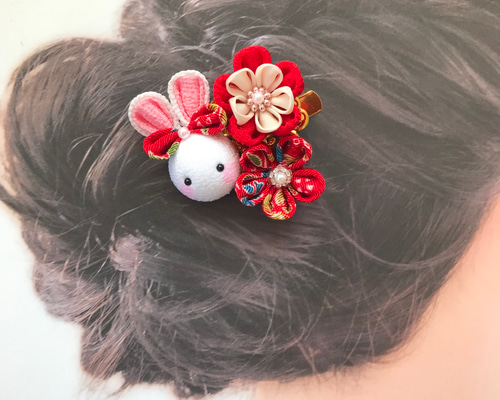 つまみ細工 髪飾り ヘアクリップ 滑り止め うさぎさん つまみ細工 髪飾り ヘアクリップ 滑り止め うさぎさん 【公式通販】