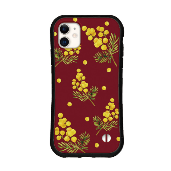 ミモザ 名入れ スマホケース iPhone15 14 13 pro SE iface型 グリップ カバー 花柄 送料無料 12枚目の画像