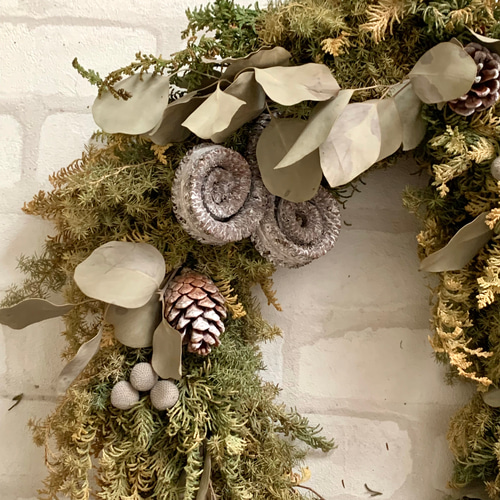 超早割2022 ドライフラワー クリスマスリース 馬蹄形リース ナチュラル