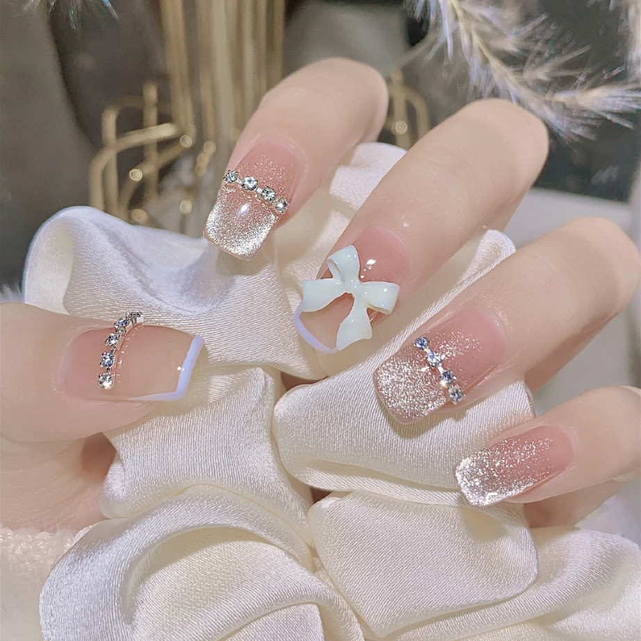 ネイルチップ ツイード チャーム リボン ガーリー フリル 韓国 ネイルチップ ツイード チャーム リボン ガーリー フリル 韓国