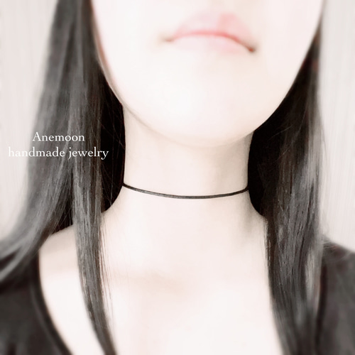 レザーリングネックレス ブラウン 本革 チョーカー ネックレス レース ディアスキン 鹿革 日本製 6