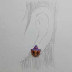 ハロウィン　かぼちゃのピアス刺繍 3枚目の画像