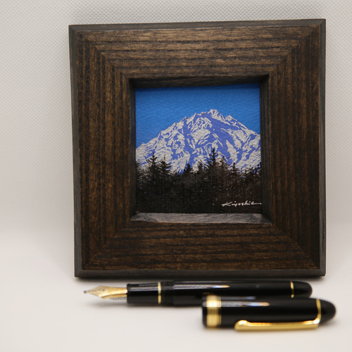 焼岳 上高地 北アルプス インテリア山の絵 ペン画 自然 風景 山岳画