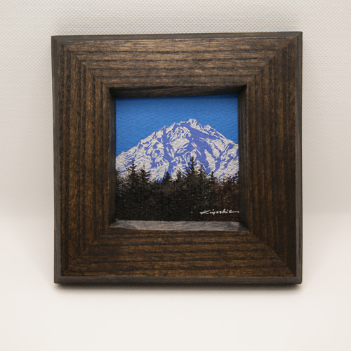 焼岳 上高地 北アルプス インテリア山の絵 ペン画 自然 風景 山岳画