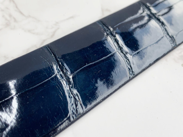 日本製　クロコダイル　LLサイズ　上質　チタン金具　ボンベ加工　30㎜巾　ベルト　エキゾチックレザー 4枚目の画像