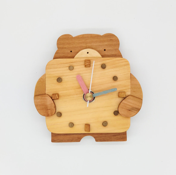 木のだっこ時計（くま）【受注生産】 掛け時計・置き時計 ナマケモノ