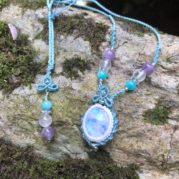 Sold Out【マクラメ】ネックレス☆ペンダント ラブラドライト⑰ ネックレス 