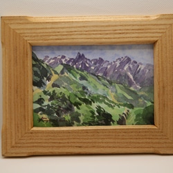 朝の西穂 山の絵 北アルプス 上高地 水彩画 インテリア 登山