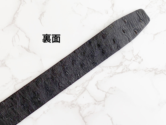 日本製　クライン・カルー　オーストリッチ　3Lサイズ　３５㎜巾　ベルト　本無双　真鍮磨き上げ金具　エキゾチックレザー 7枚目の画像
