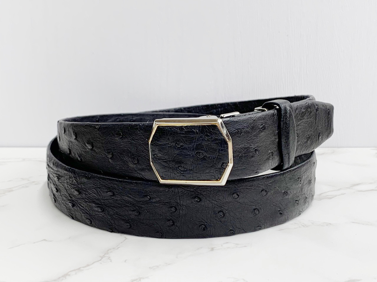 日本製　クライン・カルー　オーストリッチ　本無双　VIP上質　3Lサイズ　３５㎜巾　ベルト　　エキゾチックレザー