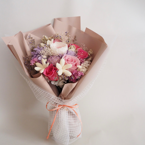 濃淡ピンクの華やかプリザーブドフラワー 花束 bouquet プリザーブド