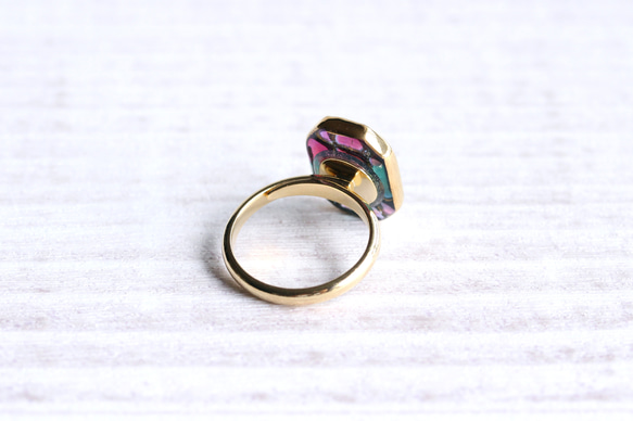 宝石硝子ring ~pink square~ 3枚目の画像