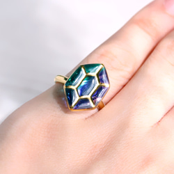 宝石硝子ring ~green hexagon~ 4枚目の画像