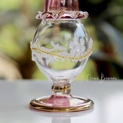 GOLD［Mサイズ］エジプトガラス香水瓶 パフュームボトル アロマオイル ピンク 5枚目の画像