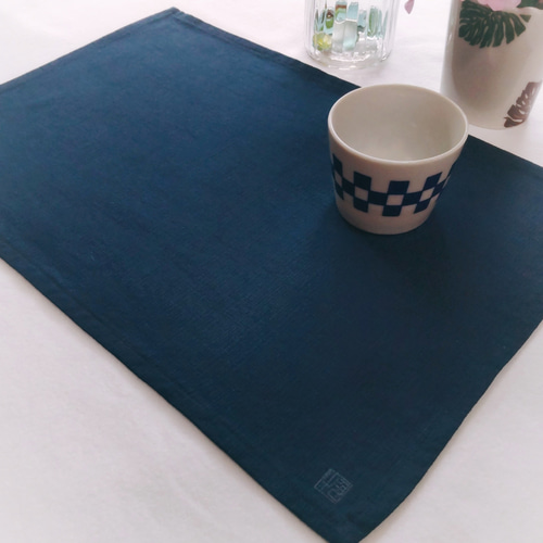 伊予絣　ランチョンマット ランチョンマット・2枚組 ／ 手織り・本藍染め 4/2 とても藍染の色が