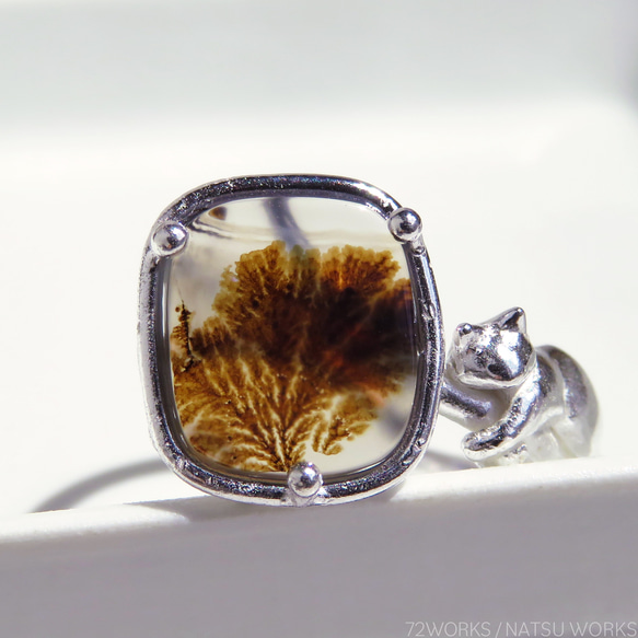 デンドリティックアゲートと猫 リング / Dendritic Agate & Cat Rin 2枚目の画像