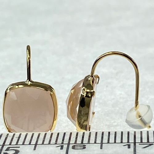 k18YG AU750 18金 ピンクオパール イエローゴールドピアス