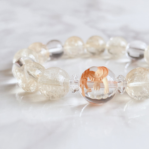 超レア！天然シトリン麒麟水晶 激安 災いを鎮め、幸運をもたらし最高の富へ導く 五神獣の麒麟・水晶