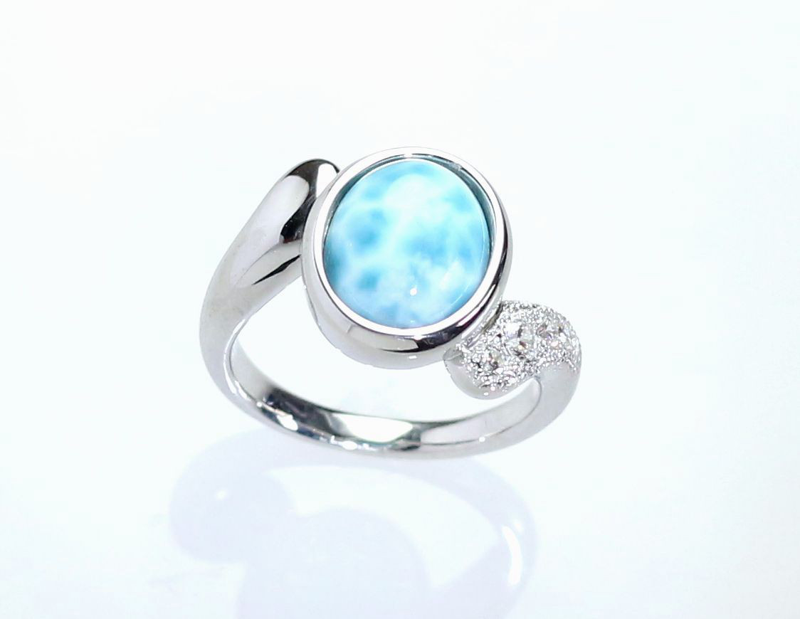 Pt900 ラリマーリング 4.28ct