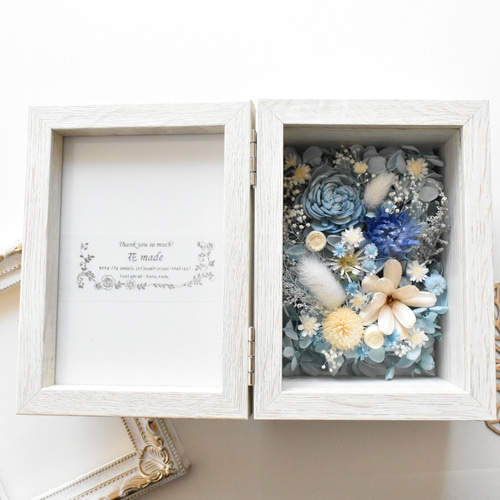 【母の日】フラワーフォトフレーム☆プリザーブドフラワー☆ドライフラワー 受注製作》ドライフラワー プリザーブドフラワー フォトBOX フォト