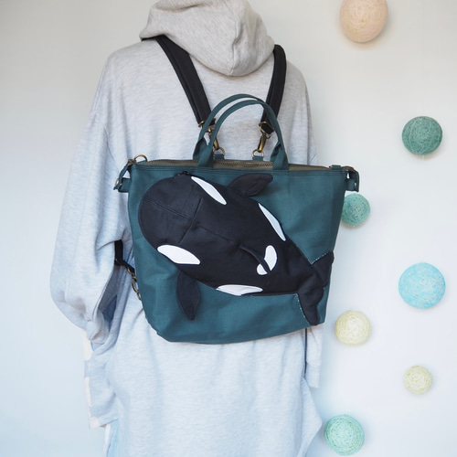 シャチさんのリュックにもなるトートバッグ リュック・バック