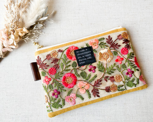 幅広刺繍リボンポーチ・お花もよう ポーチ Sakase (サカセ) 通販