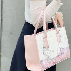 ハンドバッグ 刺繍バッグ ビジネス用バッグピンク レザーショルダーバッグ 娘 母の日 ショルダーバッグ 3枚目の画像