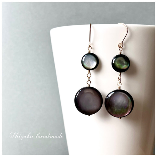 2way/チャームが取りはずせるブラックシェル(黒蝶貝)のボックス