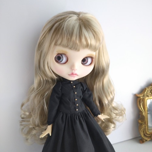 758【ブライス ワンピース 】黒のクラシカルロワンピース※ブライス